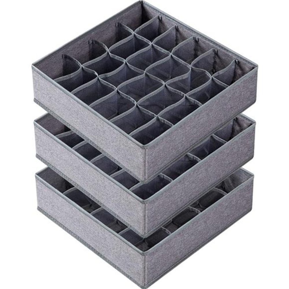 3 Pack Sock Underwear Organizer Dividers, 64 Cell Drawer Organizers